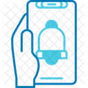 通知、携帯電話を持つ手、警告 アイコン
