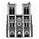 Black Monochrome Notre Dame De Paris Illustration Landmarks Icons Symbol