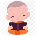 Novice monk reading book  Icône
