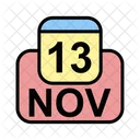 Noviembre Calendario Fecha Icono