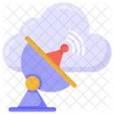 Emision Satelite En La Nube Antena Parabolica En La Nube Icono