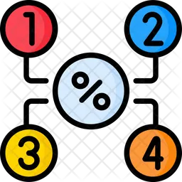 Number Percentage Chart Icon - Download in Colored Outline Style