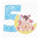 Cinco Desenho Animado Numero Ícone