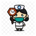 Nurse With Corona Board  Icon