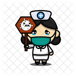 Nurse With Corona Board  Icon
