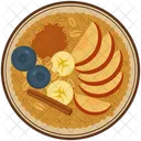 Oatmeal With Fruits Illustration Icon