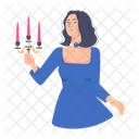 Occult Woman Holding Candles Magic Girl Icon