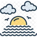 Ocean Mountain Sun Icon