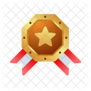 Hexagon Gold Star Badge Icon