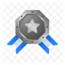 Hexagon Silver Star Badge Icon