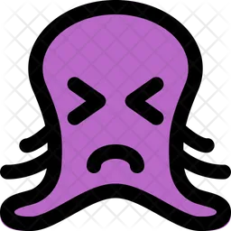 Octopus Frowning Squinting Emoji Icon