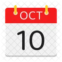 Octubre Calendario Fecha Icono