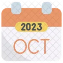 Octubre De 2023 Calendario Icono