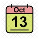 Octubre Calendario Fecha Icono