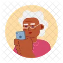 Segurando Celular Oculos De Vovo Mulher Smartphone Icon