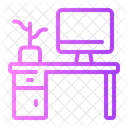 Office Desk Computer Work Space Icon