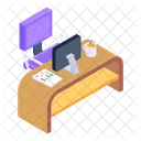 Place Of Work Office Desk Office Table Icon