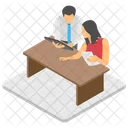 Office Meeting Employees Work Desk Icon