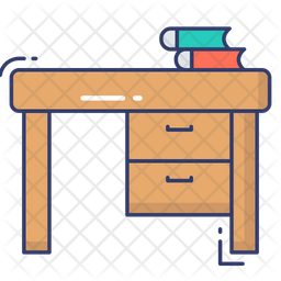 Office Table Icon - Download in Colored Outline Style