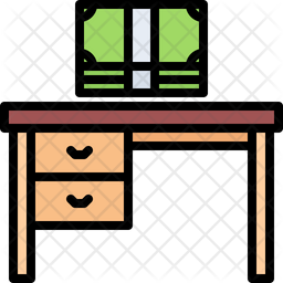 Office Table Icon - Download in Colored Outline Style