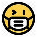 Guino Del Ojo Derecho Emoji Con Mascarilla Emoji Icono