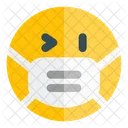 Guino Del Ojo Derecho Emoji Con Mascarilla Emoji Icono