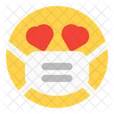 Ojos De Corazon Emoji Con Mascarilla Emoji Icono