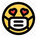 Ojos De Corazon Emoji Con Mascarilla Emoji Icono