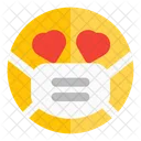 Ojos De Corazon Emoji Con Mascarilla Emoji Icono