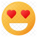 Ojos De Corazon Cara Emoji Icono