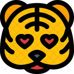 Ojos de corazon de tigre Emoji Icono