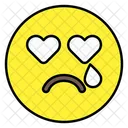 Ojos De Corazon Llorando Emoticon Smiley Icono