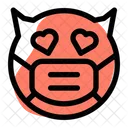 Ojos De Corazon De Diablo Emoji Con Mascarilla Emoji Icono