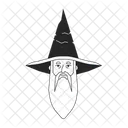Old Man Beard Wizard Hat Icon