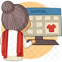 Old Lady Doing Online Shopping  Icon