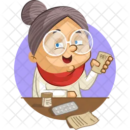 Old Lady Paying Medicine Bill  Icon