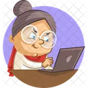Old Lady With Laptop  Icon