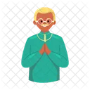 Old Muslim Man Waering Glasses Eid Ramadan Icon