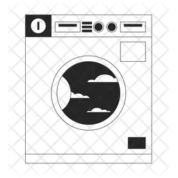 Old school laundromat appliance with cloudy sky  Icon