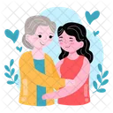 Old woman and her daughter  Icon