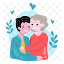 Old woman and her son  Icon