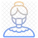 Old Woman With Medical Mask Icon