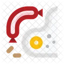 Omelet Scrambled Eggs Sausage Icon