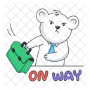 On Way Leaving Office Working Bear Icon