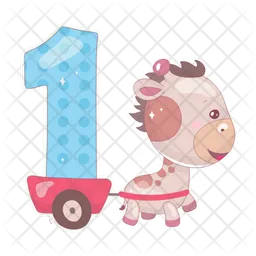 One number with baby giraffe  Icon