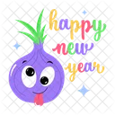Onion Emoji Cute Vegetable Happy New Year Icon