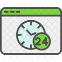 Online 24 Hourse 24 Hours Service 24 Hours Support Icon