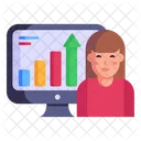 Online Analytics Online Analysis Data Analyst Icon