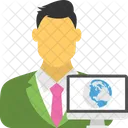 Global Businessman Employee Icon