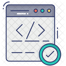Online Check Code Icon - Download in Colored Outline Style